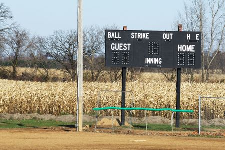 Scoreboard by the Cornfieldの写真素材