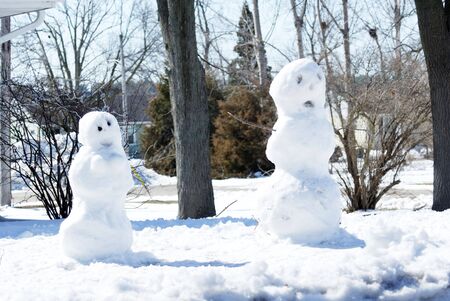 Snowman and Snow Womanの写真素材