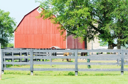 Red Barn and Gray Fence