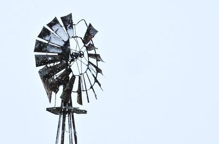 Windmill in Snowfallの写真素材