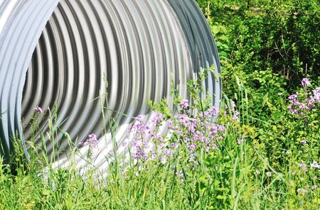Culvert and Flowersの写真素材