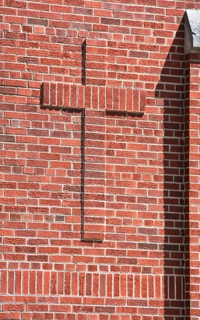 Cross on Brick Wallの写真素材