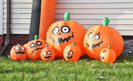 Inflated Jack-O-Lantern Familyの写真素材