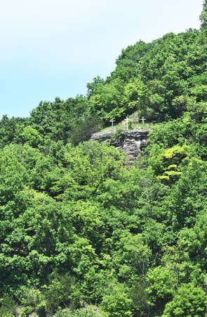 Three Crosses on Mountainの写真素材