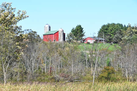 Red Barn on the Hillの写真素材