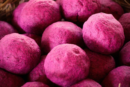 5th January 2015, Chiang Mai, Thailand. Processed and dyed Elephant poo fiber for making paper.のeditorial素材