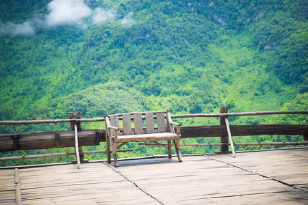 A view from the chair on the back of themountainの写真素材
