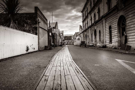 Olde world streets of Oamaru in black and whiteのeditorial素材
