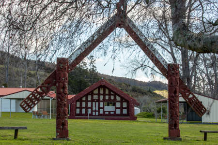 Tokomaru Bay, Gisborne / New Zealand September 22, 2019  Grounds of  a traditional  Maori Marae villageのeditorial素材