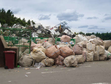 Masterton, Wairarapa / New Zealand - December 17, 2019 Bins of sorted plastic and other waste at the local recycling plantのeditorial素材