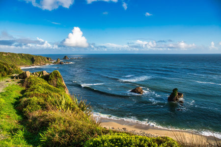 the rugged coastline on the coastline  walking trail at Westport