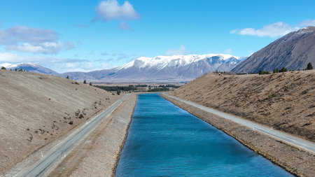 Hydroelectric power generating renewable energy in rural New Zealandの写真素材