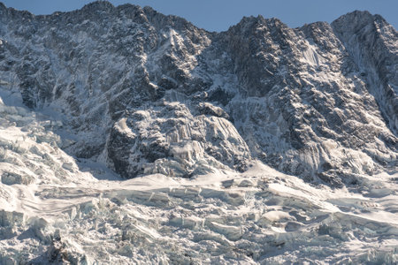 Looking down from the Sealy tarns walk in Aoraki Mt Cook National Park to the Hooker Valley track belowの写真素材