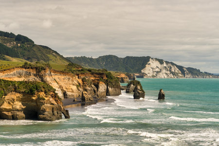 The amazing rock formations at Tongaporutu beach