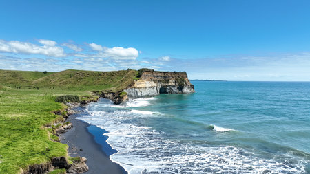 Agricultural pasture  and grazing land at the Tranaki coast