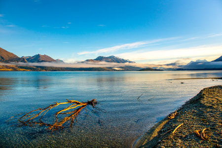 Lake Wakatipu in Queenstown, South Island, New Zealandの写真素材