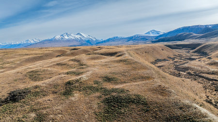 Drone view of Lake Clearwater from the circuit track around the lakeの写真素材