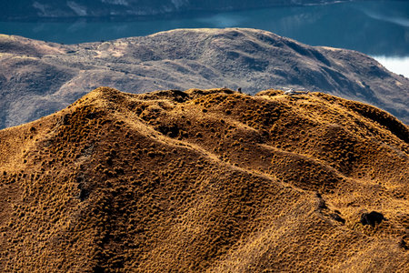 Incredible day hike up Roys Peak with amazing scenery of  the Southern Alps and Lake Wanakaの写真素材