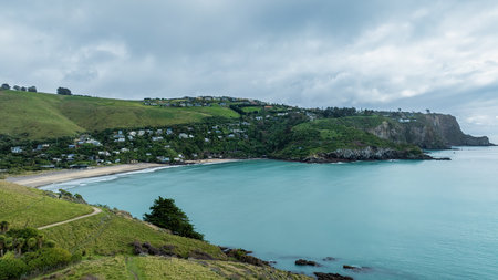 Godley heads walk starting at Taylors mistake near Christchurch Canterbury NZの写真素材