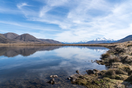 Lake Emma is a small lake in the Hakatere Conservation Park in Canterbury, New Zealand, and is one of the group that make up the Ashburton Lakes. Its very close to Lake Clearwaterの写真素材