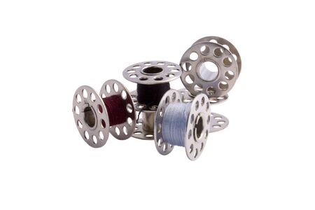 metal spool on white backgroundの写真素材