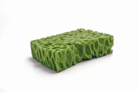 green sponge on a white backgroundの写真素材