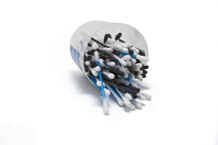 blue and black isolated cotton swabs
