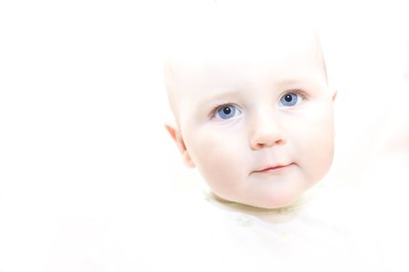 little angel with blue eyesの写真素材