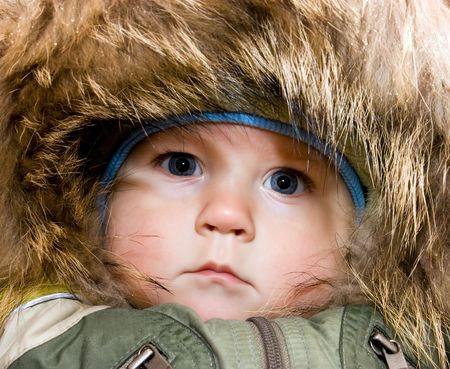 baby in a warm jacketの写真素材