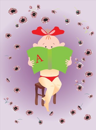 girl reading a bookのイラスト素材