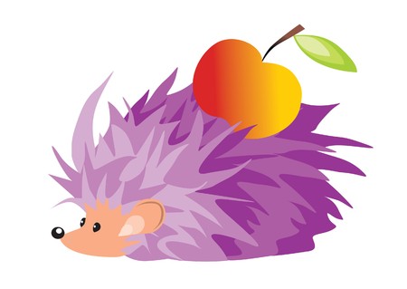 hedgehog and appleのイラスト素材