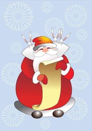 santa claus and rabbitsのイラスト素材
