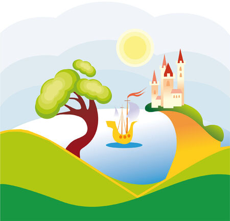 lake landscapeのイラスト素材