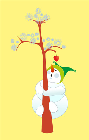 snowman and treeのイラスト素材