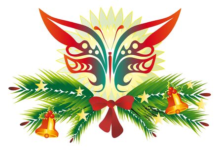 christmas butterfly on a white backgroundのイラスト素材