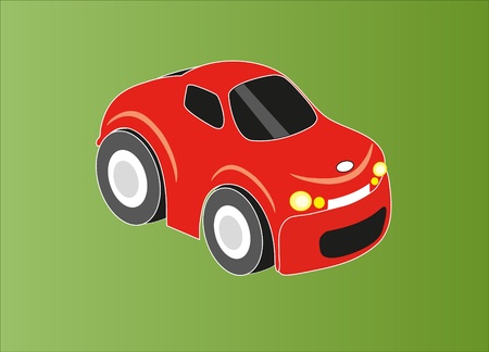 Red car on a green backgraundのイラスト素材