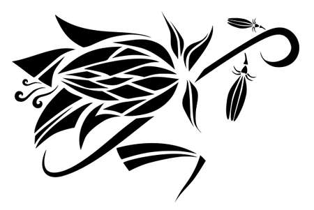 vector tattoo flower on backgroundのイラスト素材