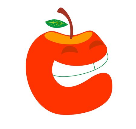 smile apple on white backgroundのイラスト素材