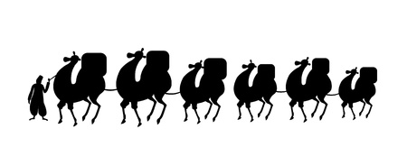 isolated camel caravanのイラスト素材