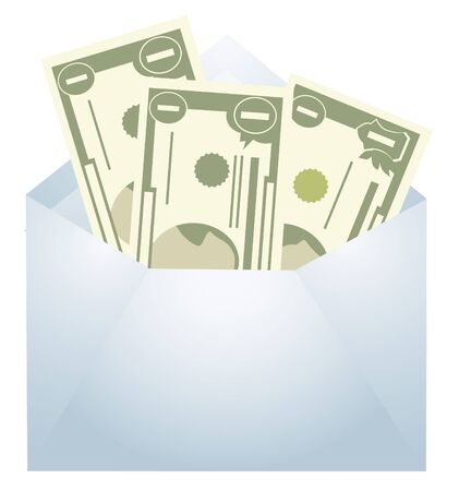 money in envelope on white backgroundのイラスト素材