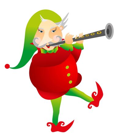 goblin dances and plays on fluteのイラスト素材