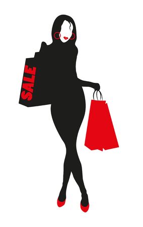 women and shop bagのイラスト素材