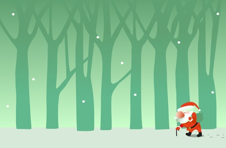 Santa Claus in the woodsのイラスト素材