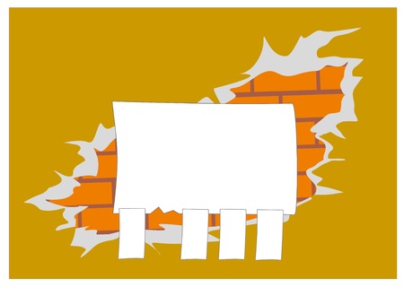 banner on brick wallのイラスト素材