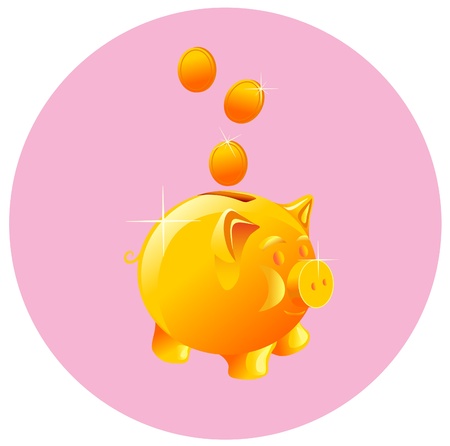  piggy bank and coinのイラスト素材