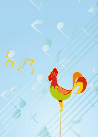 colour cock on background of the notesのイラスト素材