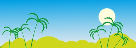 bushes and palms on background skyのイラスト素材