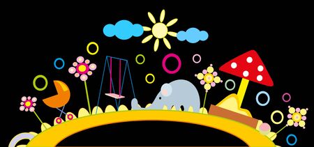 baby drawing - a nursery playgroundのイラスト素材