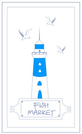 lighthouse and birdのイラスト素材