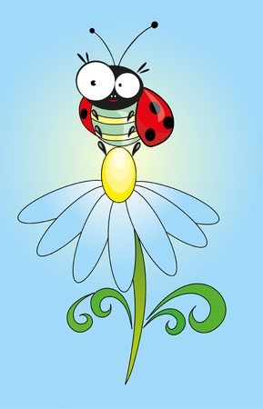 Ladybug and flower  illustration.のイラスト素材